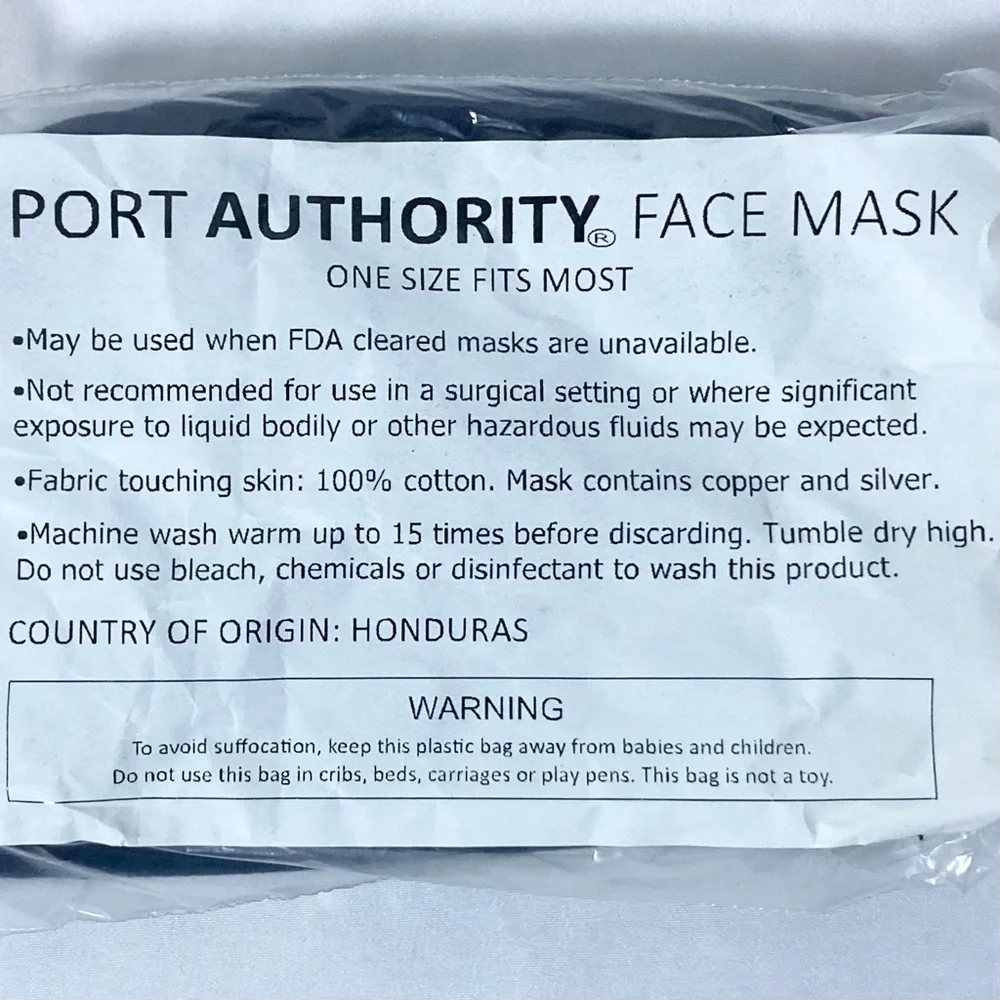 ⭐️ Port Authority Dark Blue Reusable Cotton Face Masks 5 Pack